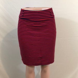 Ashley Stewart red and blue striped skirt
